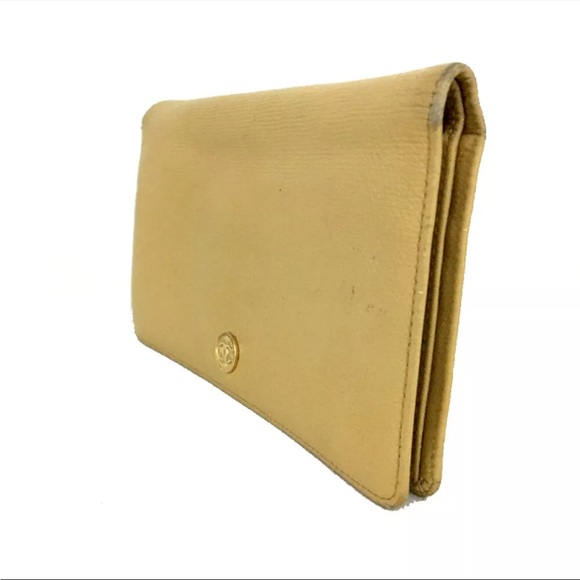 CHANEL Coco Button Leather Long Bifold Wallet Beige authentic wallet on a chain - Picture 3 of 7